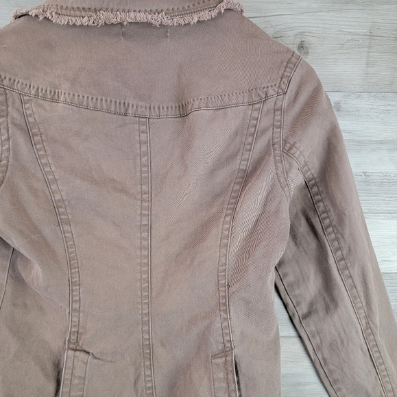 Vintage A.M.I. Distressed Crochet Light Brown Khaki Jacket Women’s Size Small - Picture 14 of 15